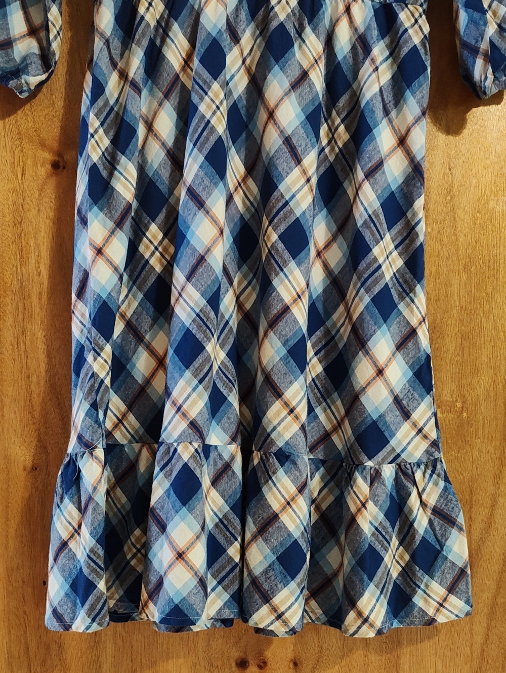 NWT Gymboree x Mandy Moore Womens Dress Plaid Twill Blue Orange White Bias Cut L - Picture 11 of 14